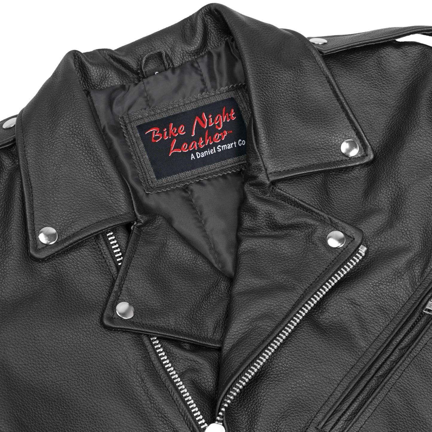 DS711 Economy Motorcycle Classic Biker Leather Jacket - Side Laces