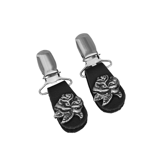 Silver Rose Boot Clips