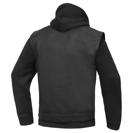 Beckett - Men’s Leather Motorcycle Vest with Hoodie