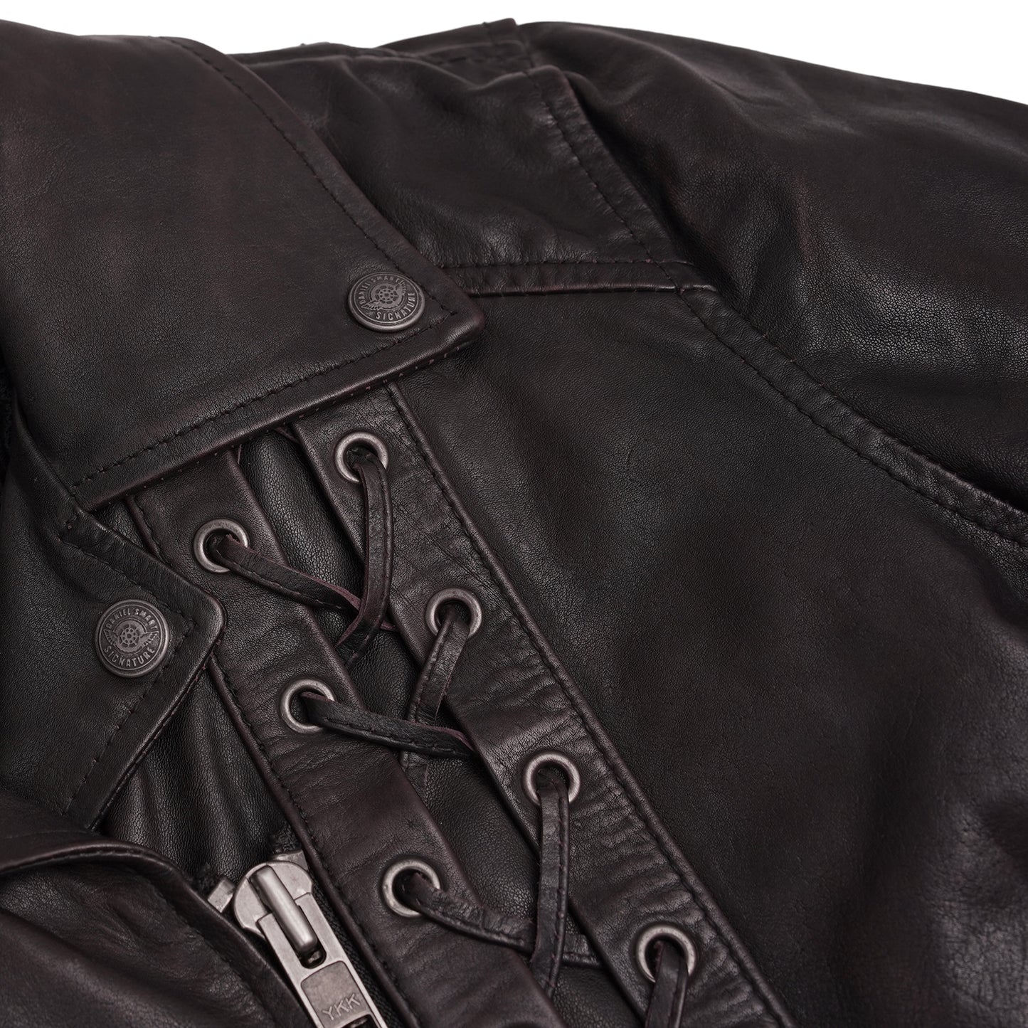 Black Pearl Women's Fashion Leather Jacket with Front Lace Accent