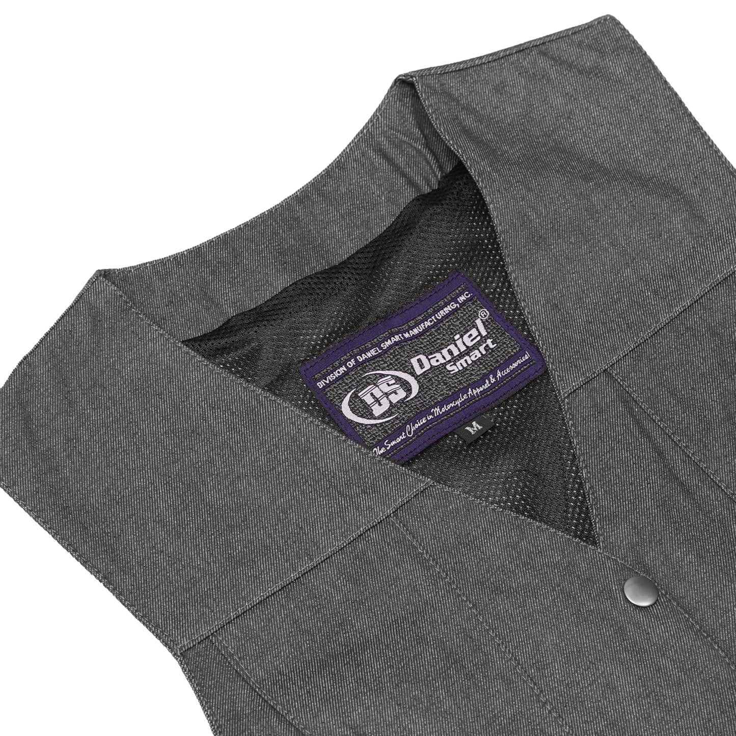 DM919 Women's Rough Rub-Off Raw Finish Broken Gray Denim Vest