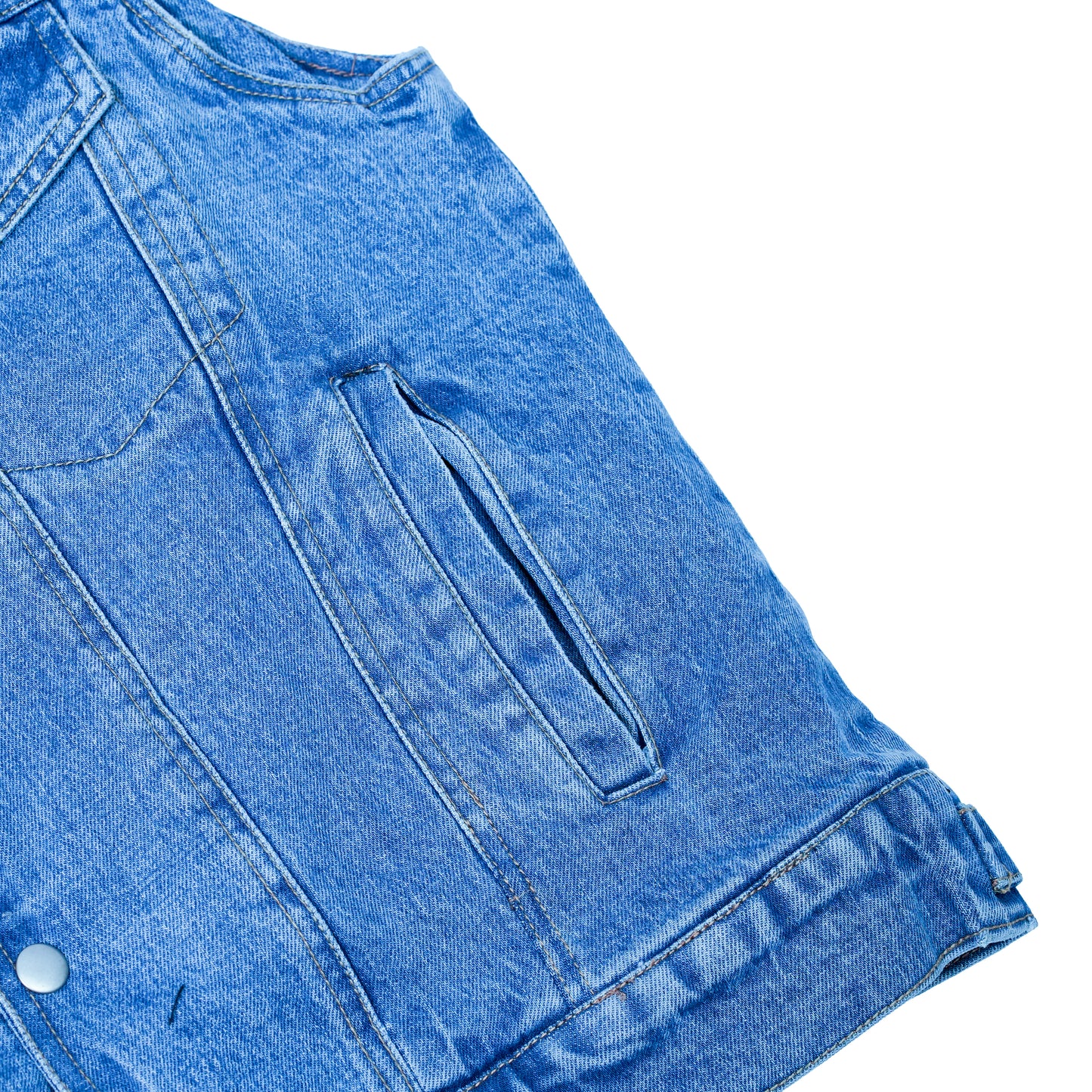 DM970BU Snap Front Denim Vest- Blue