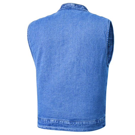 Axel Men's Denim Motorcycle Vest - Blue