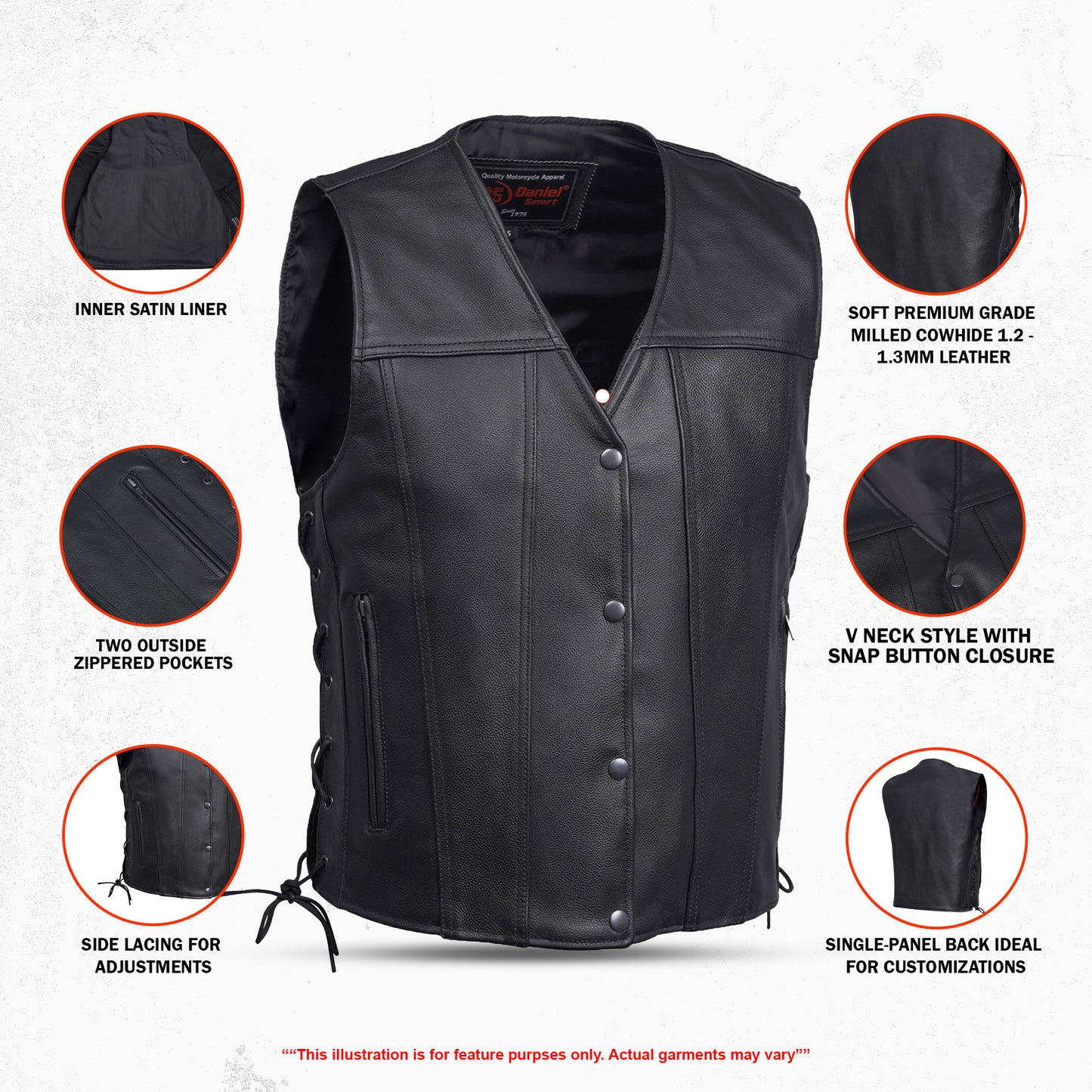 DS105 Men's Single Back Panel Concealed Carry Vest