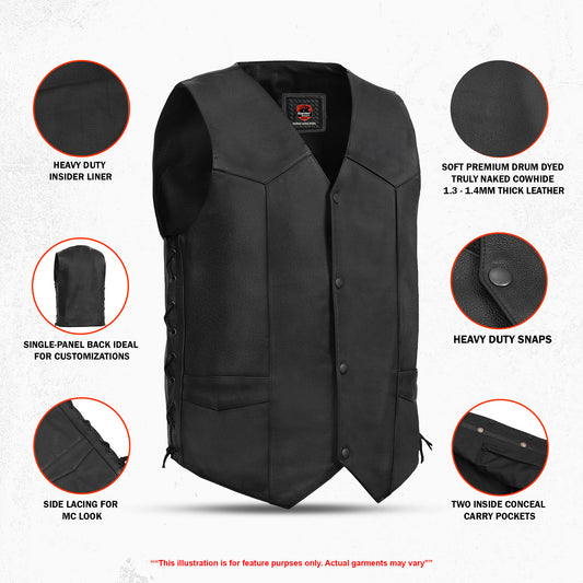 Interceptor Men's Motorcycle Leather Vest