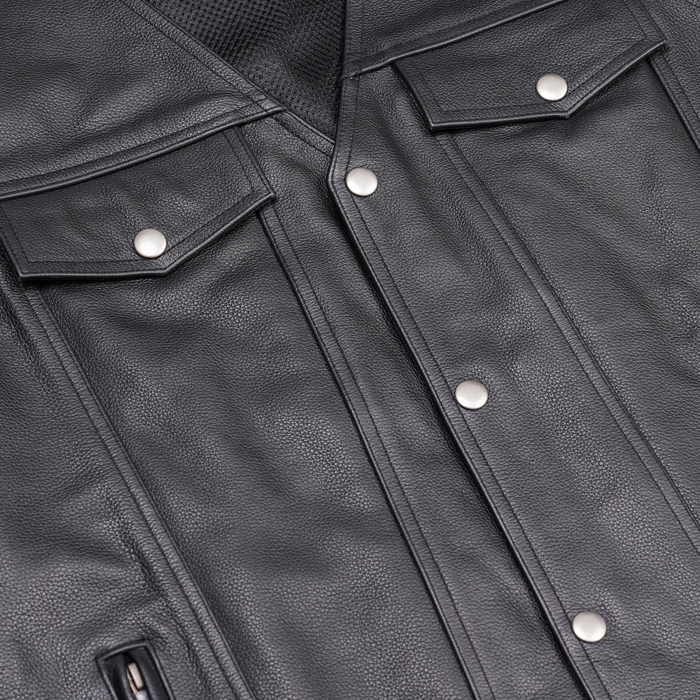 DS124 Men's Black Leather Vest with Side Laces and Gun Pockets