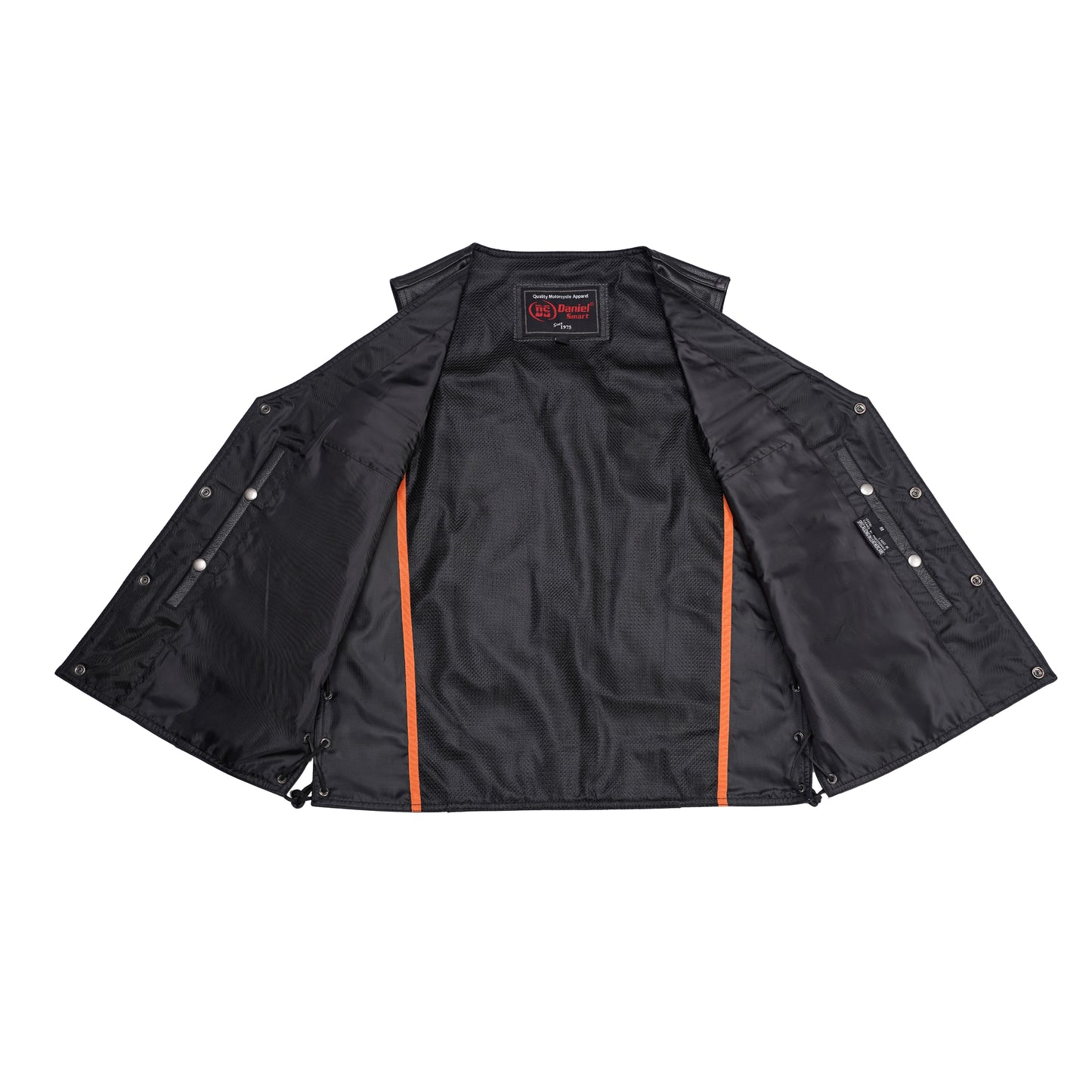 DS124 Men's Black Leather Vest with Side Laces and Gun Pockets