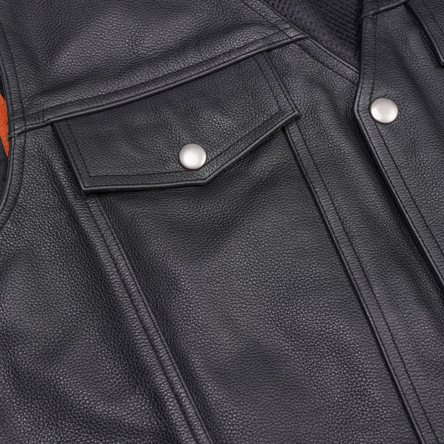 DS124 Men's Black Leather Vest with Side Laces and Gun Pockets