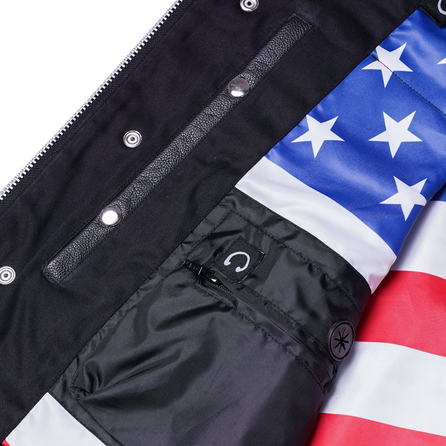 DS165 MEN'S LEATHER VEST WITH RED STITCHING AND USA INSIDE FLAG LININ