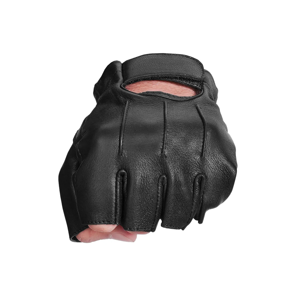 Hardy - Men's Deerskin Leather Motorcycle Fingerless Gloves