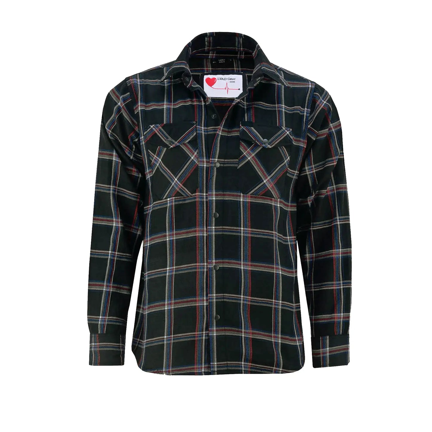 LVAD Men’s Flannel Shirt Black, Red & Blue LVAD Gear
