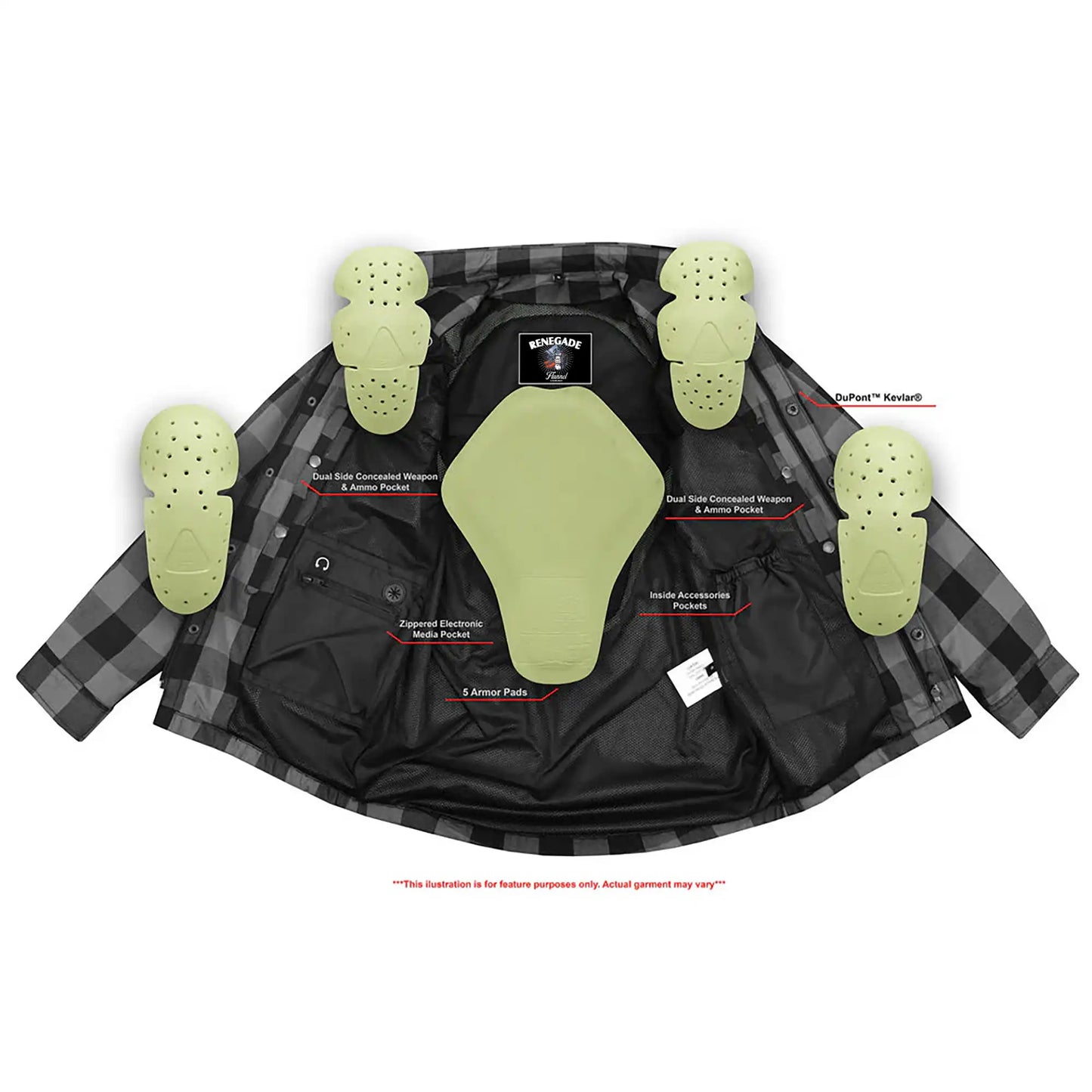 DS4673 Armored Flannel Shirt - Blue, White & Maroon