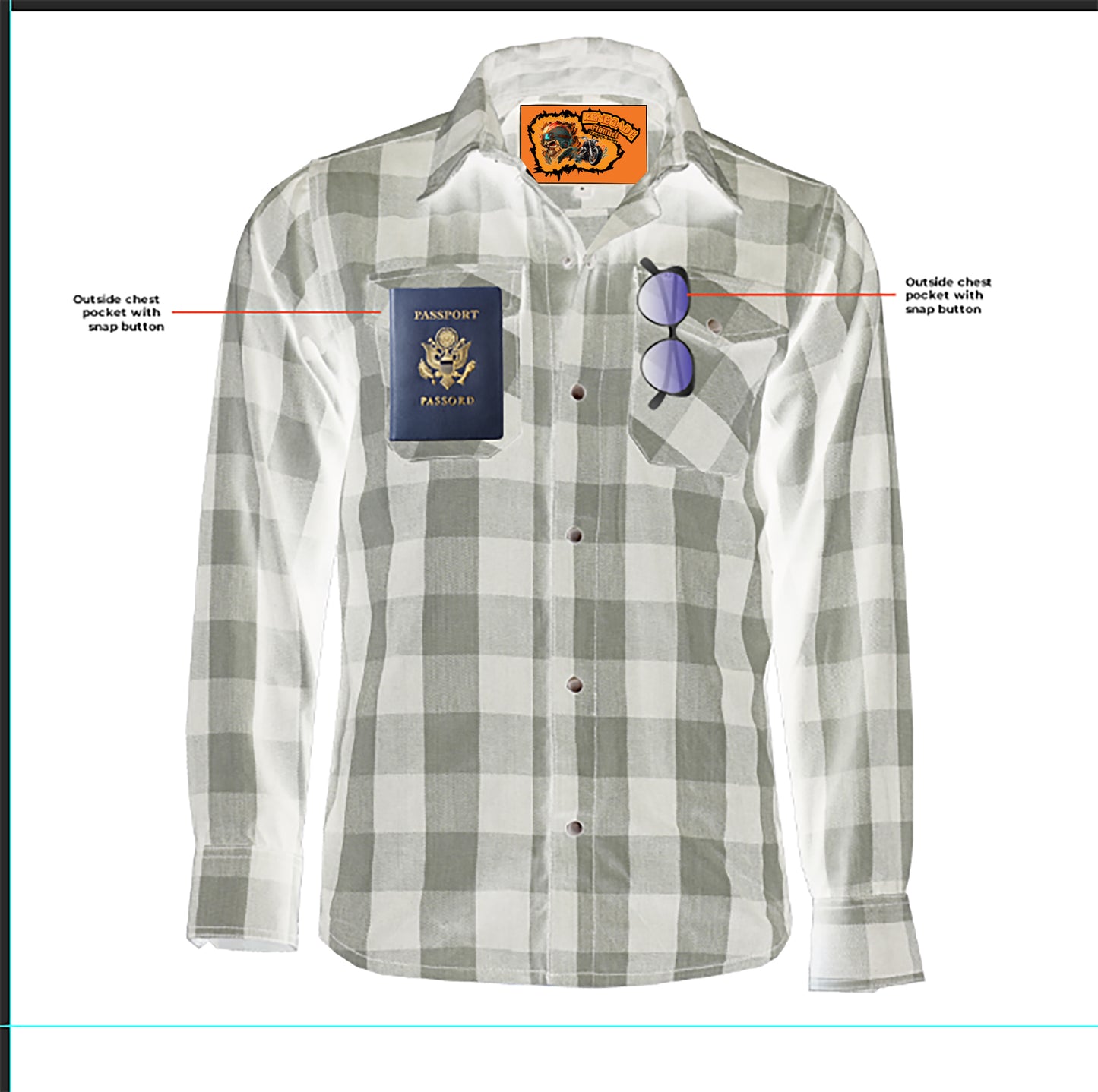 GravelKing - Men's Motorcycle Flannel Shirt - Orange and Black