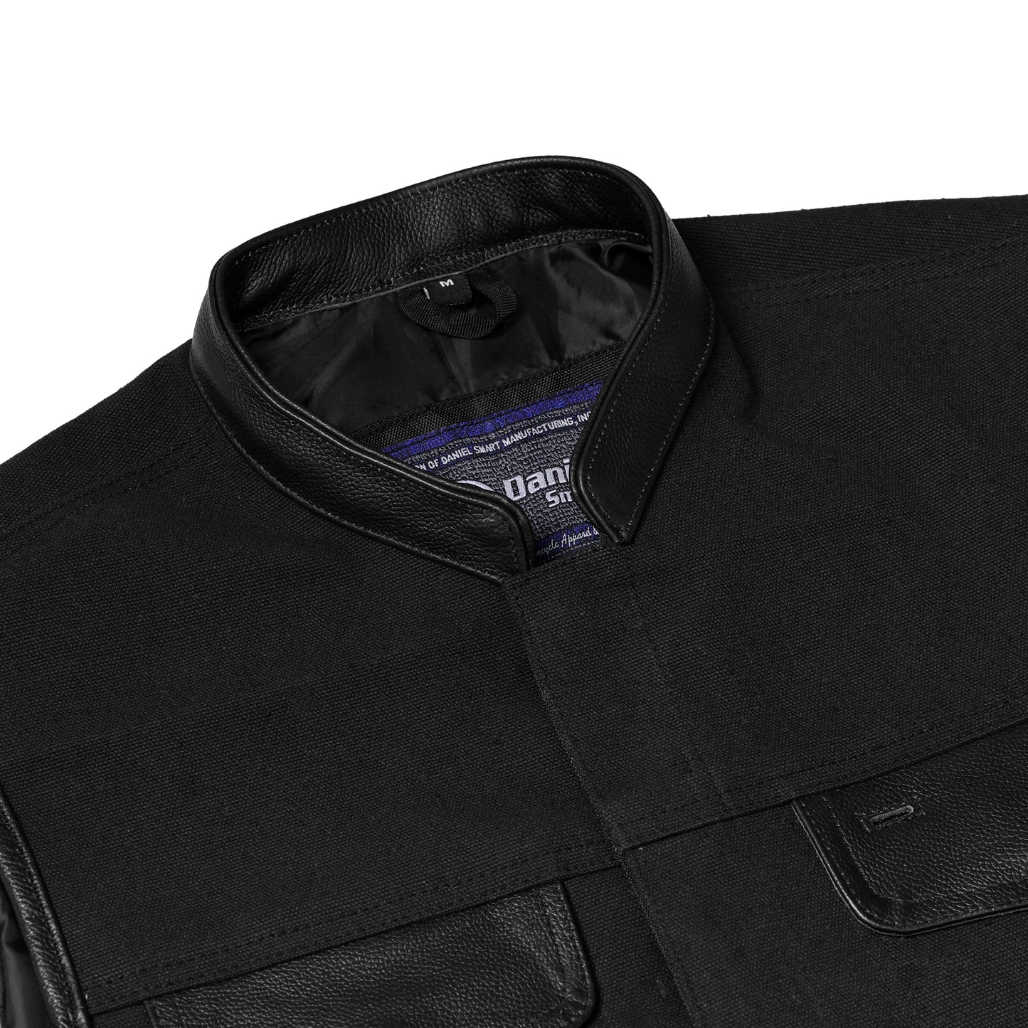 DS685 Canvas Material Single Back Panel Concealment Vest W/Leather Trimming