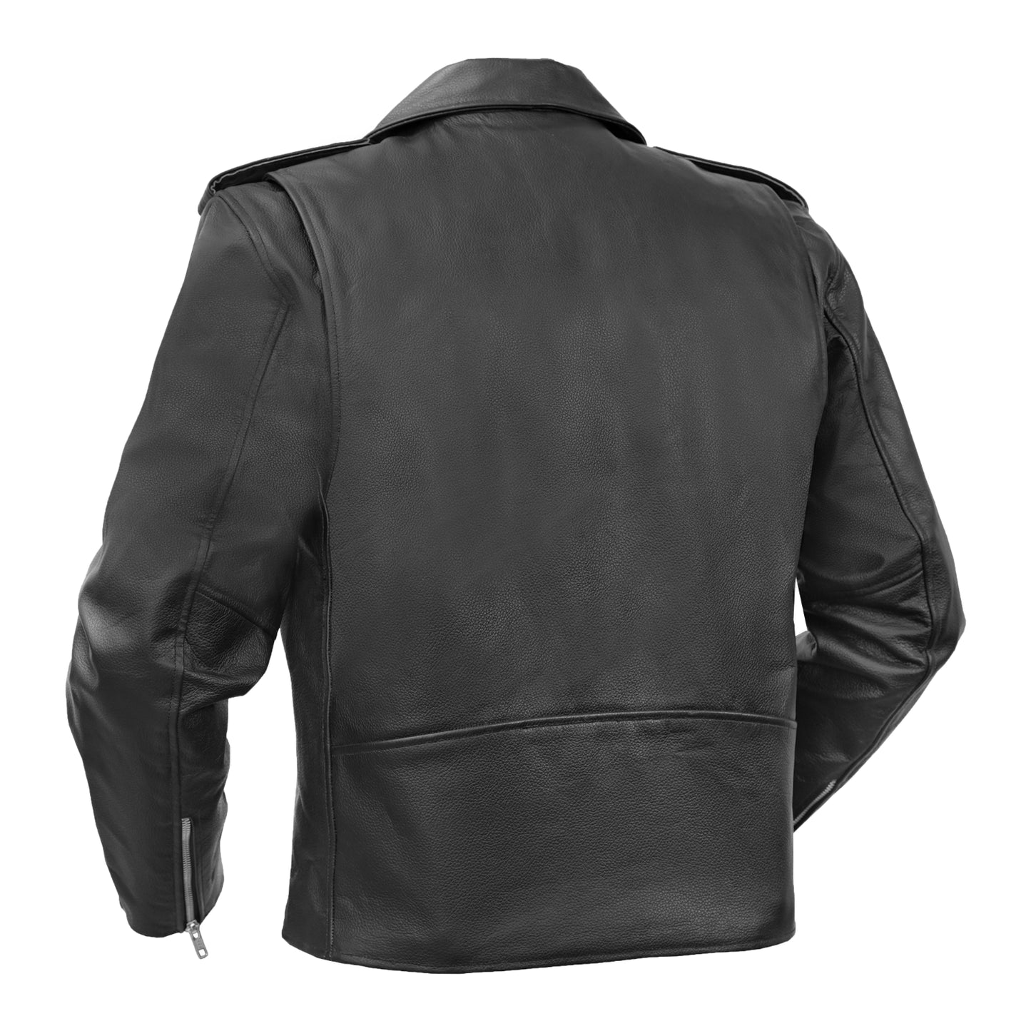 DS710 Economy Motorcycle Classic Biker Leather Jacket - Plain Sides