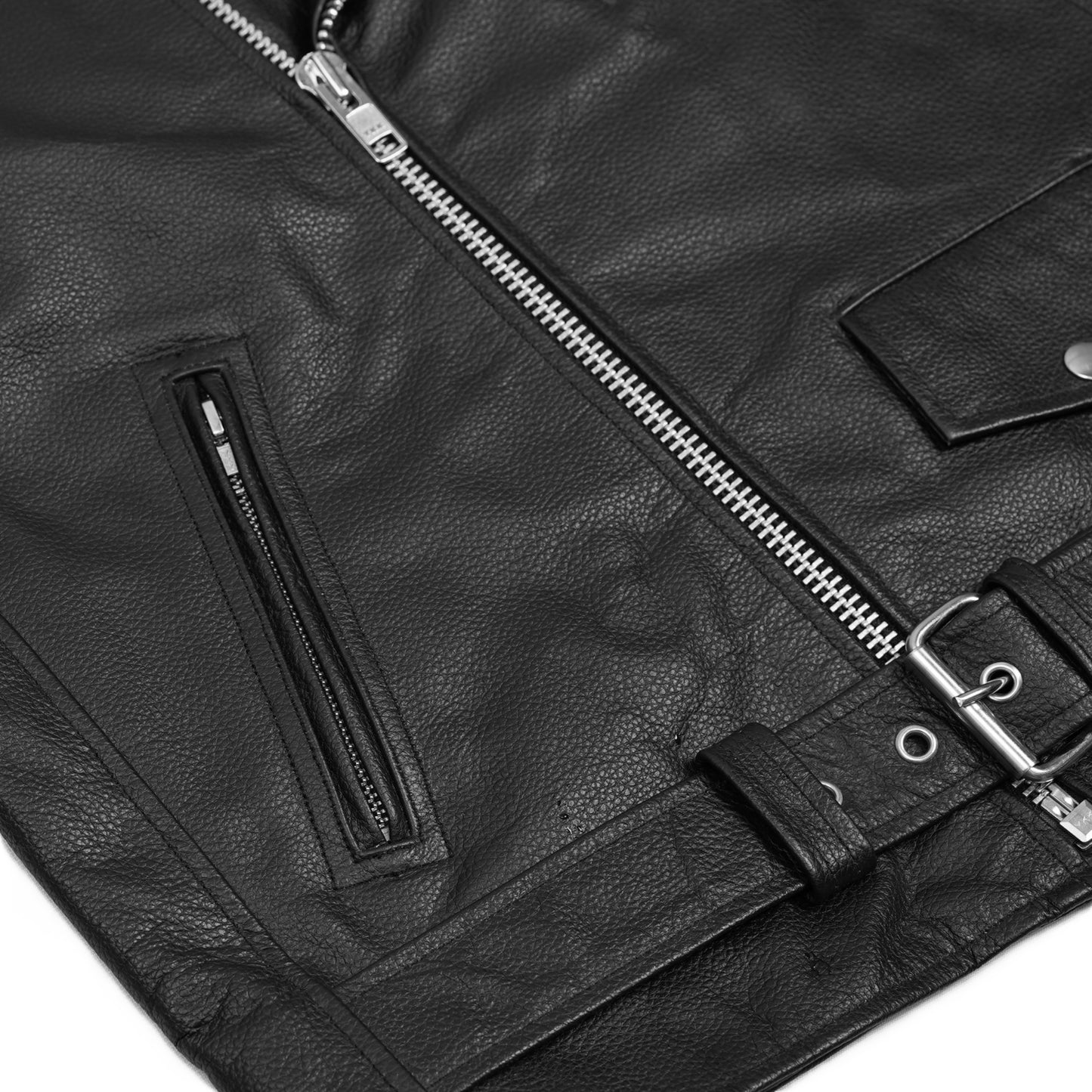 DS710 Economy Motorcycle Classic Biker Leather Jacket - Plain Sides