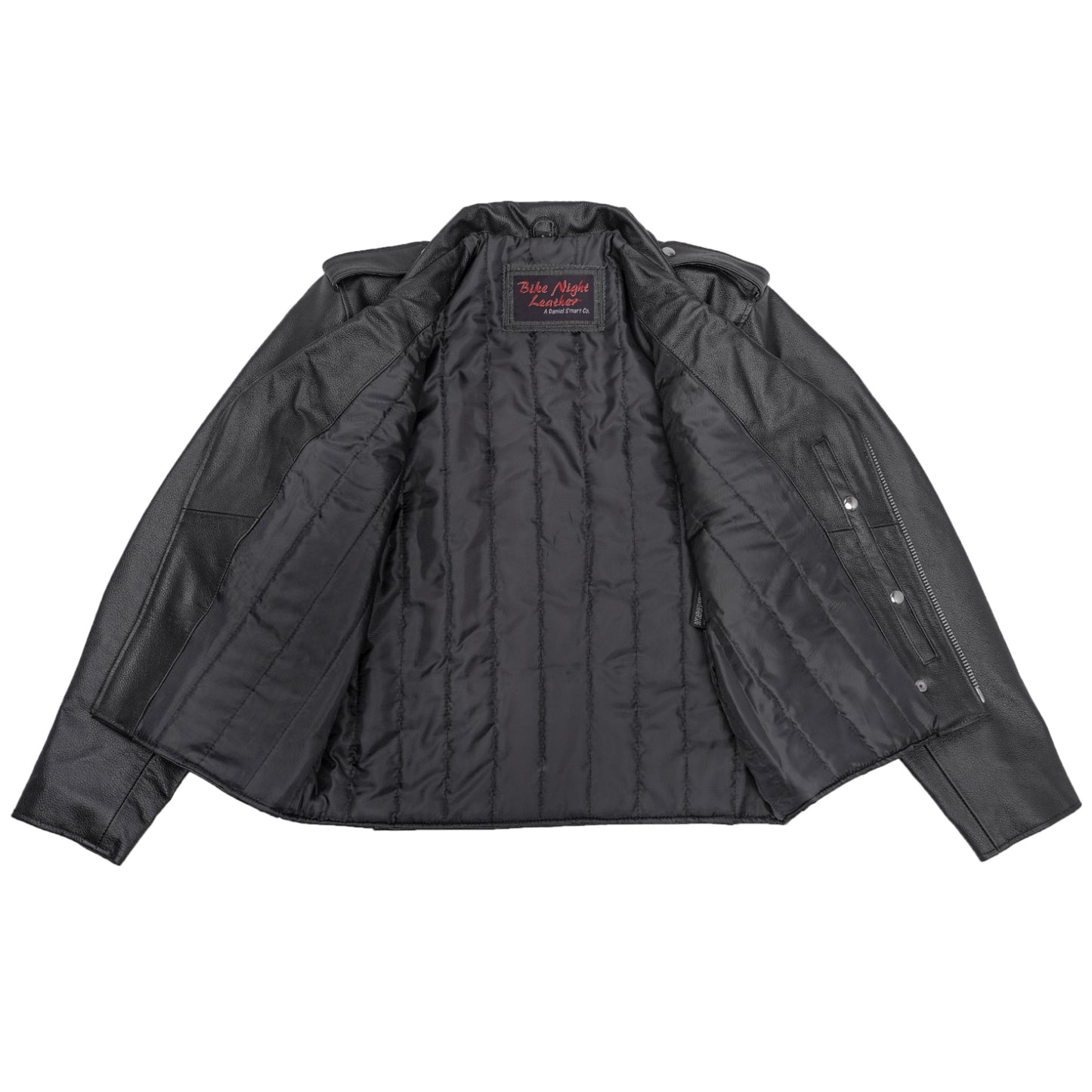 DS711 Economy Motorcycle Classic Biker Leather Jacket - Side Laces