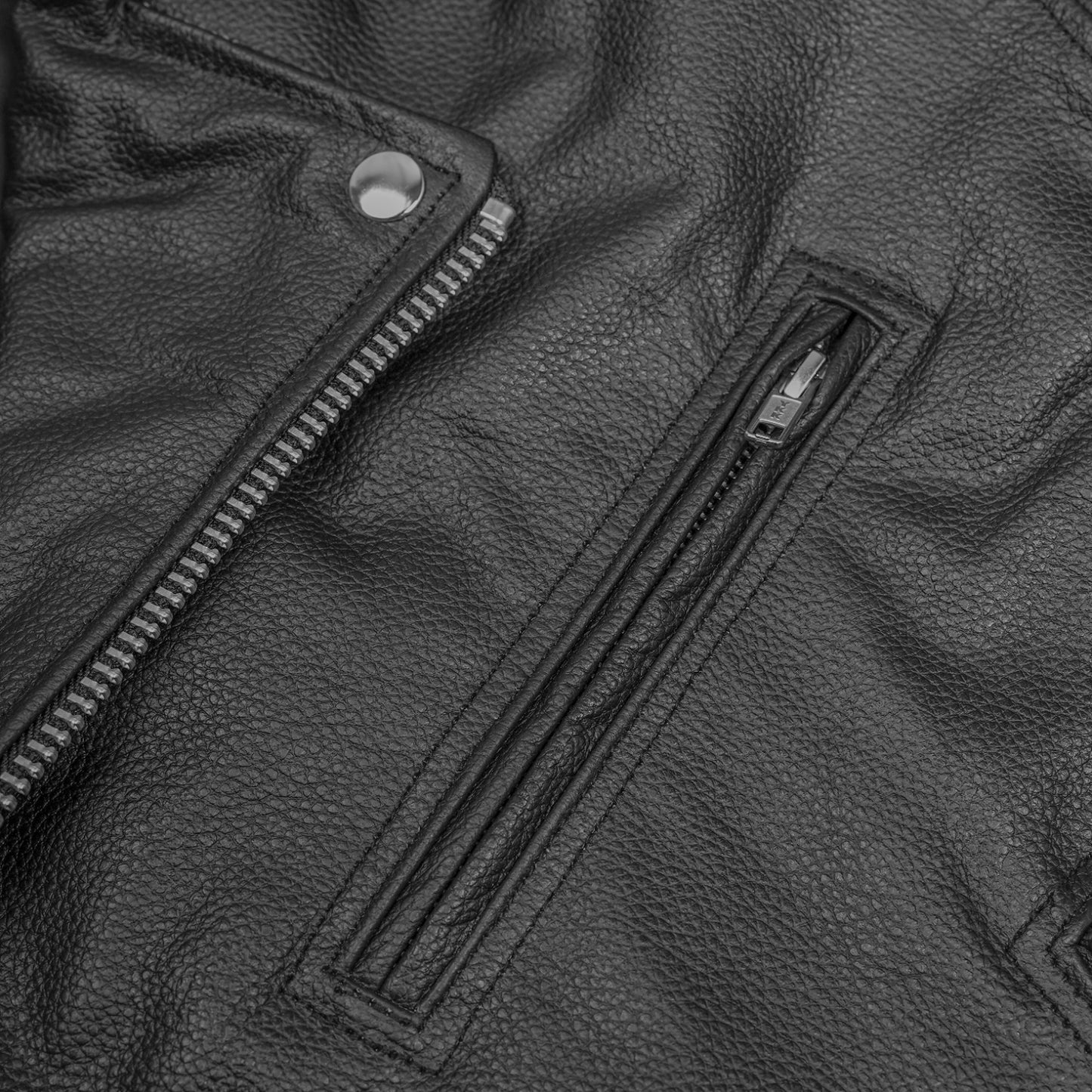 DS711 Economy Motorcycle Classic Biker Leather Jacket - Side Laces