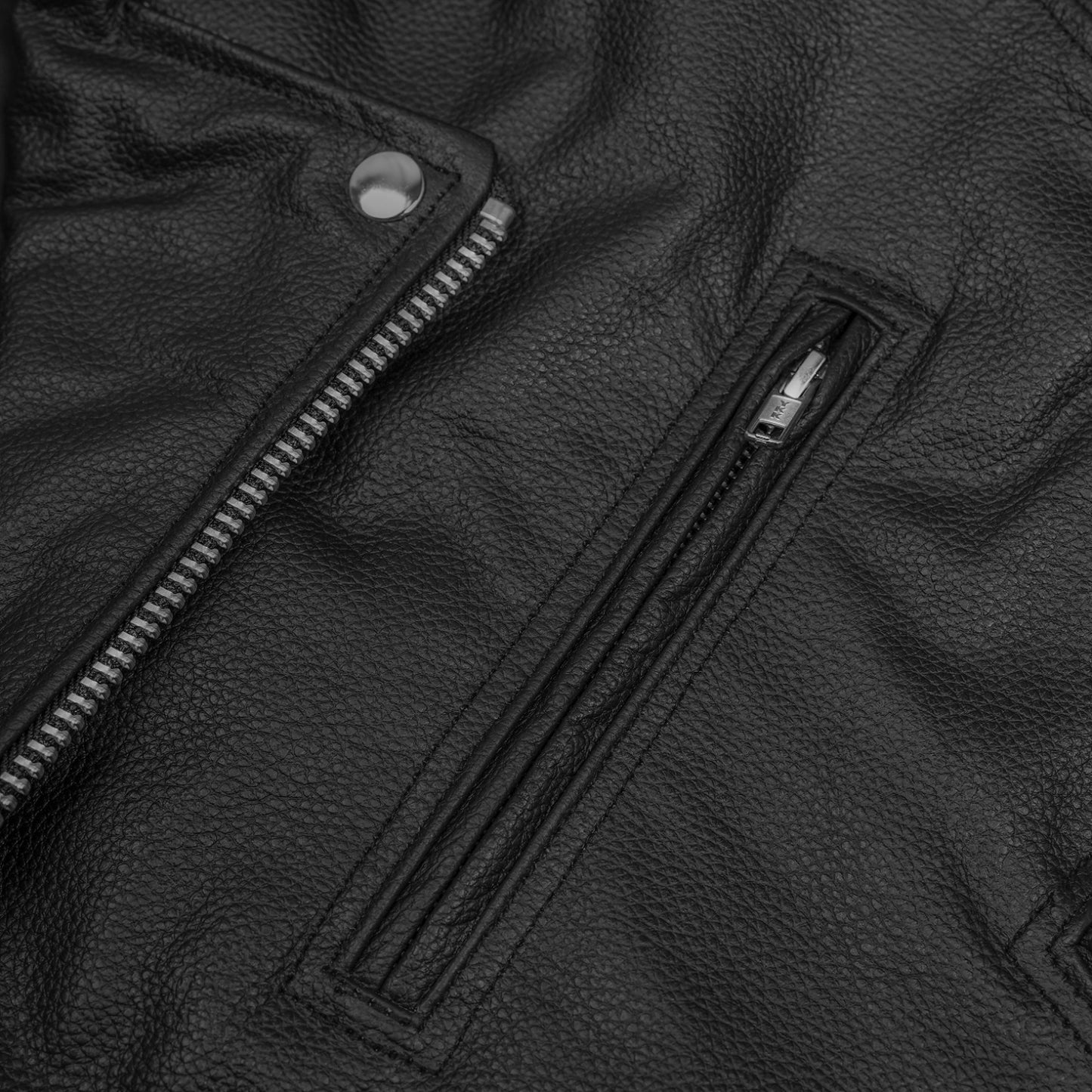 DS711 Economy Motorcycle Classic Biker Leather Jacket - Side Laces