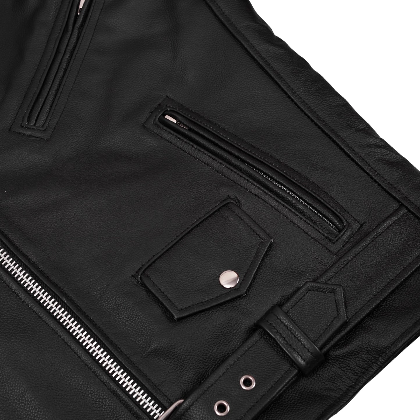 DS712TALL Men's Classic Plain Side Police Style M/C Jacket - TALL