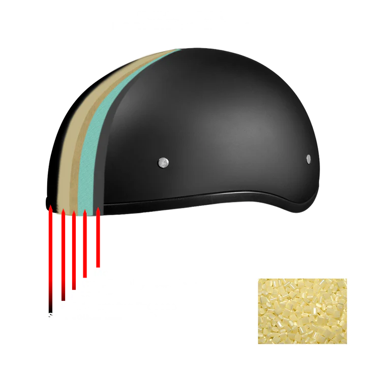 D.O.T. DAYTONA SKULL CAP W/ INNER SHIELD- HI-GLOSS BLACK