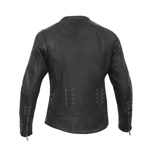 DS885 Women's Stylish Jacket with Grommet and Lacing Accents