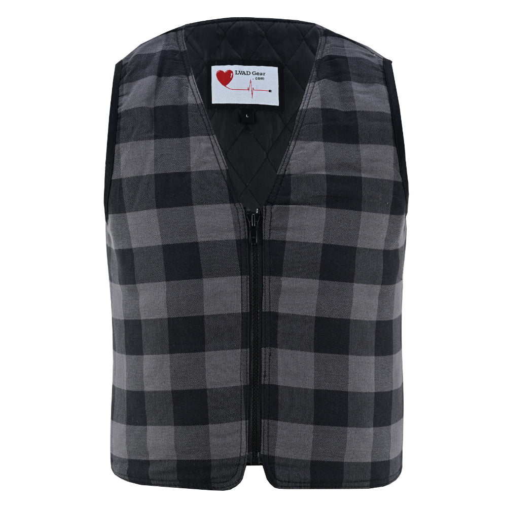 LVAD Flannel Vest Grey LVAD Gear