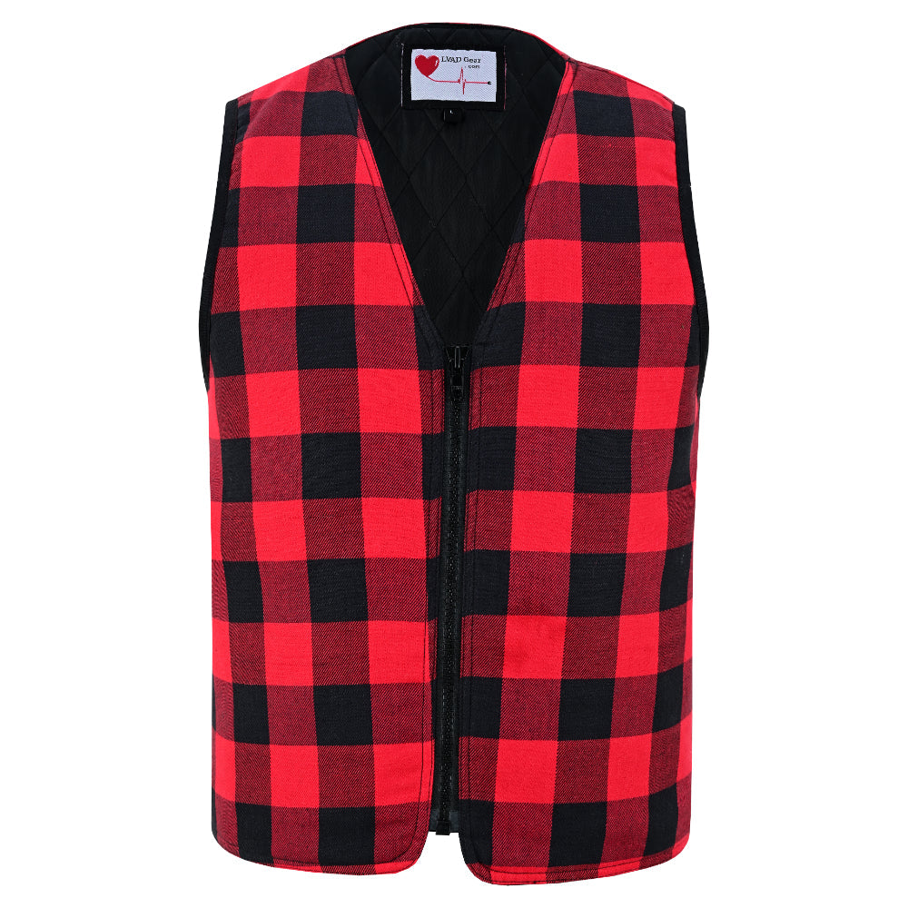 LVAD Flannel Vest Red LVAD Gear