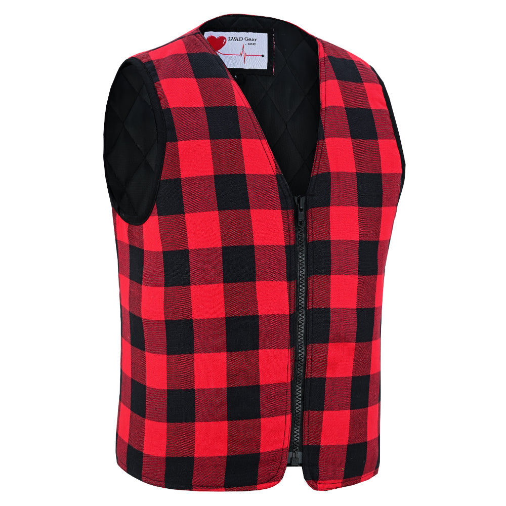 LVAD Flannel Vest Red LVAD Gear