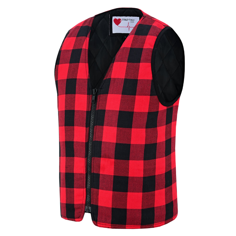LVAD Flannel Vest Red LVAD Gear
