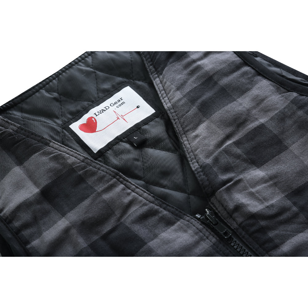 LVAD Flannel Vest Grey LVAD Gear