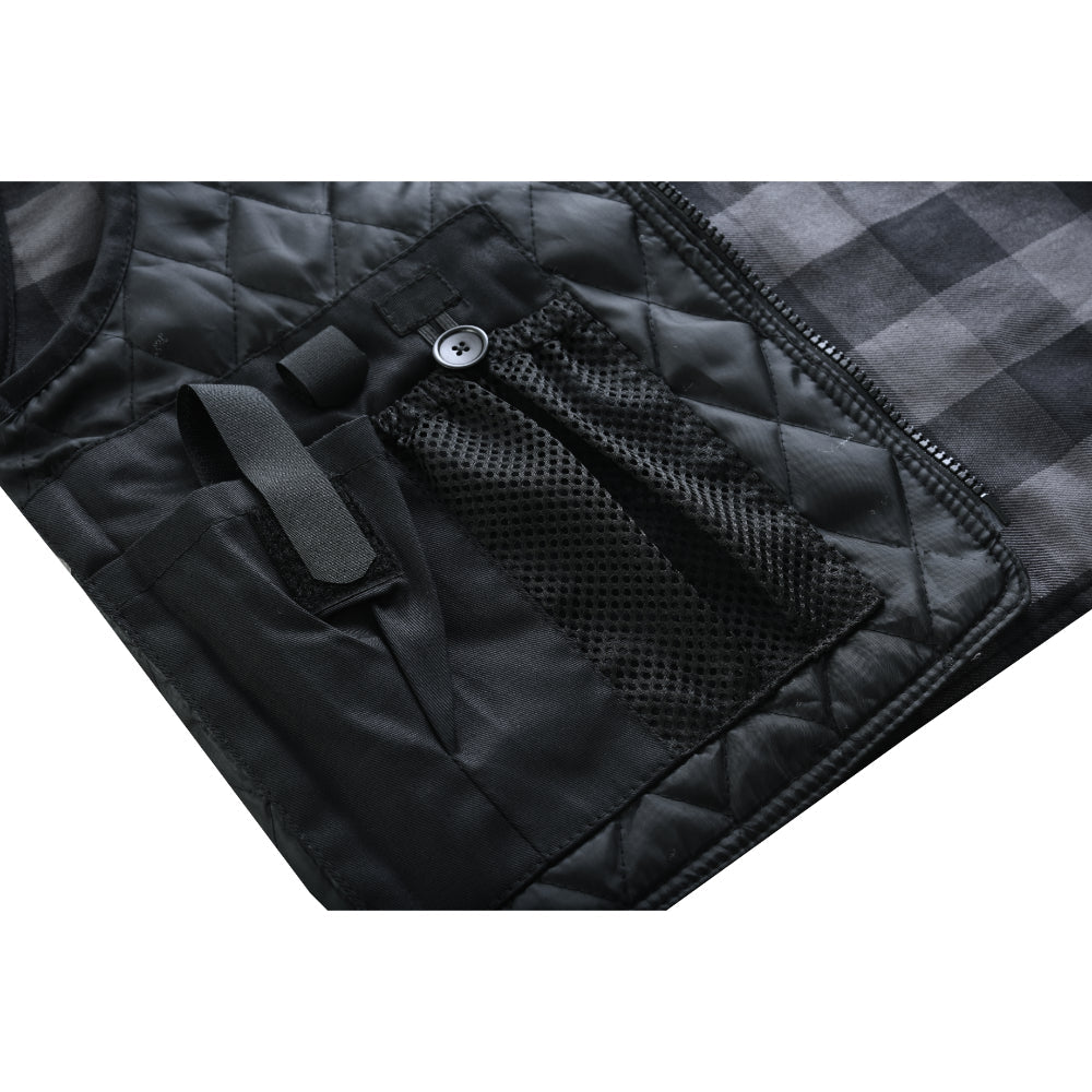 LVAD Flannel Vest Grey LVAD Gear