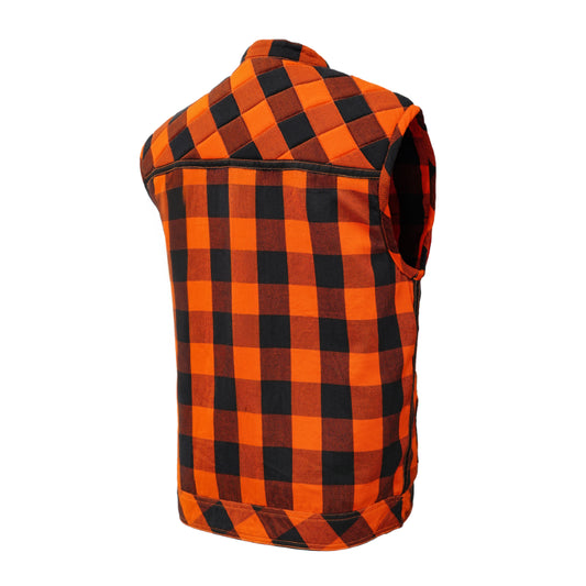 Fire Storm Black and Orange Flannel Textile Vest