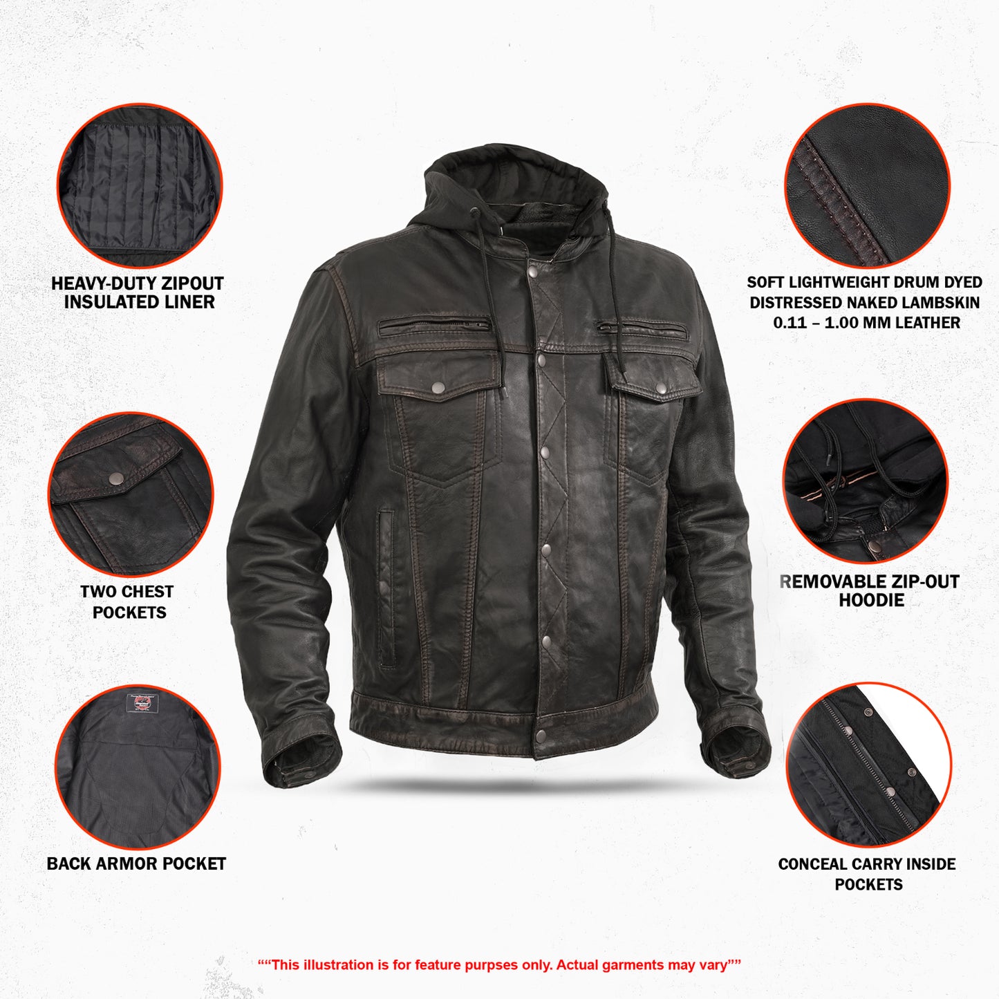 DS782 Men's Lightweight Drum Dyed Distressed Naked Lambskin Jacket
