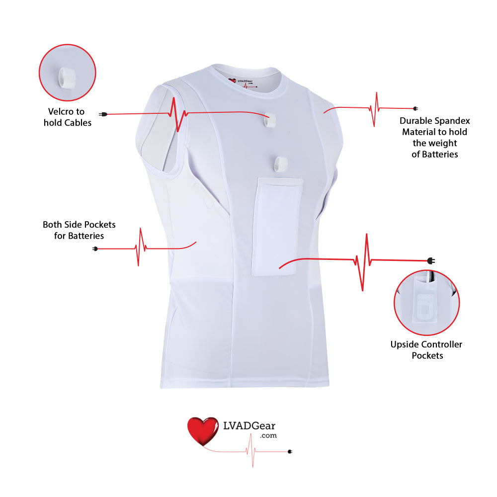LVAD Men Tank Top for HeartMate White LVAD Gear