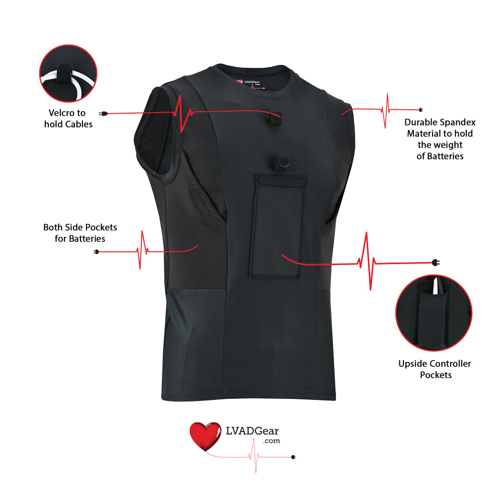 LVAD Men Tank Top for HeartMate Black LVAD Gear