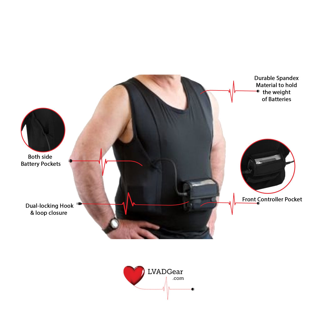 LVAD Men Tank Top for HeartWare Black LVAD Gear