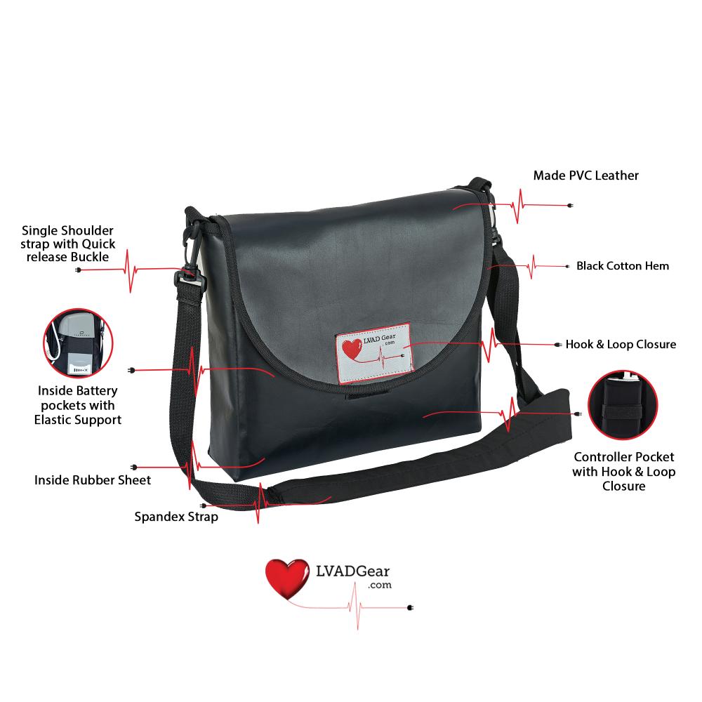 LVAD Messenger Bags–Black Vinyl LVAD Gear