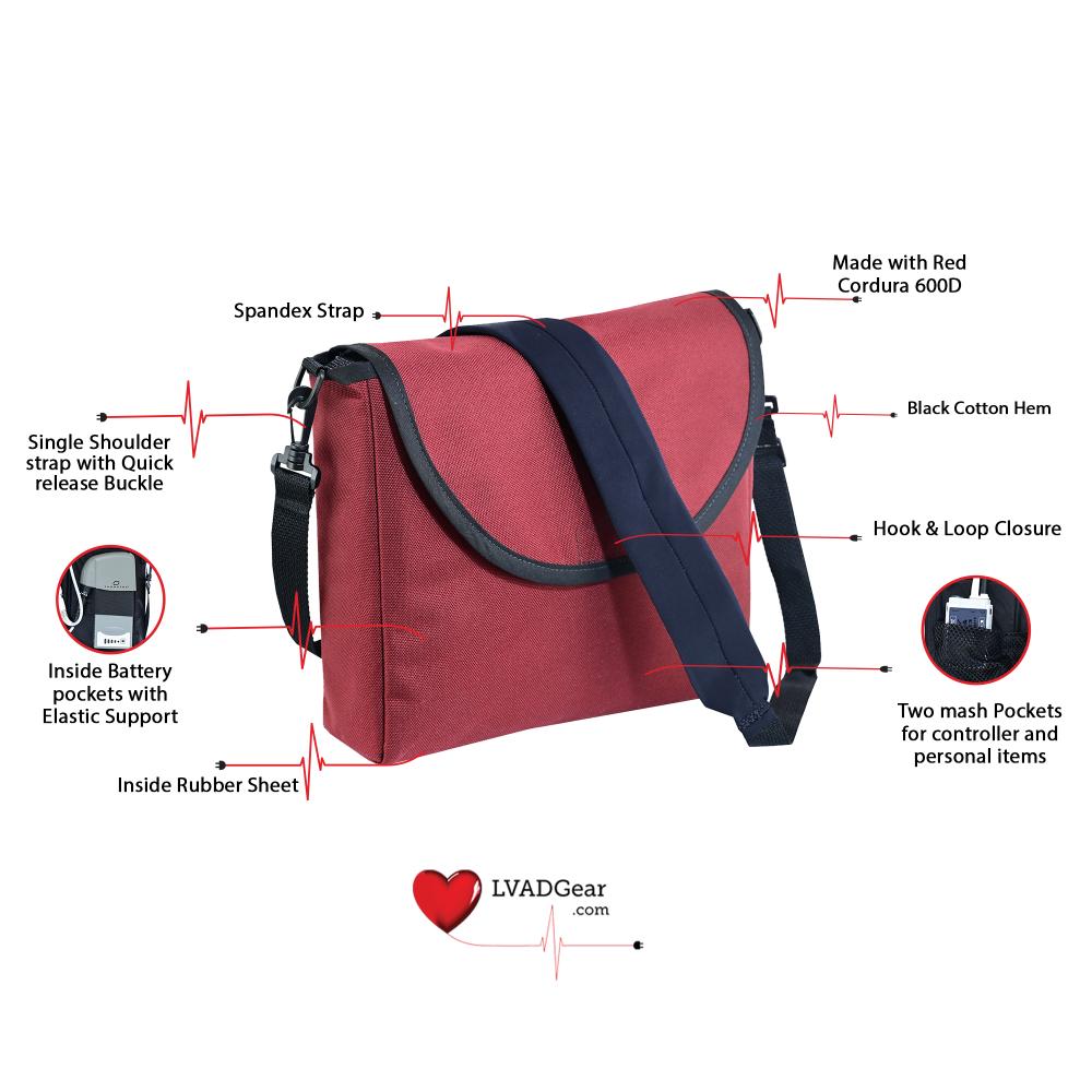 LVAD Messenger Bags–Wine Canvas LVAD Gear
