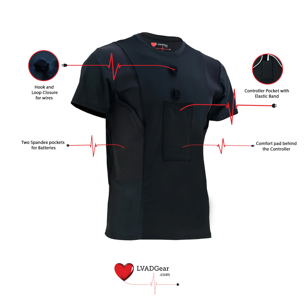 LVAD HeartMate Men Shirt Black LVAD Gear
