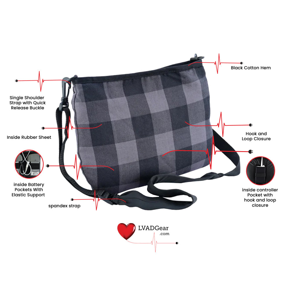 LVAD Flannel Grey Bag LVAD Gear