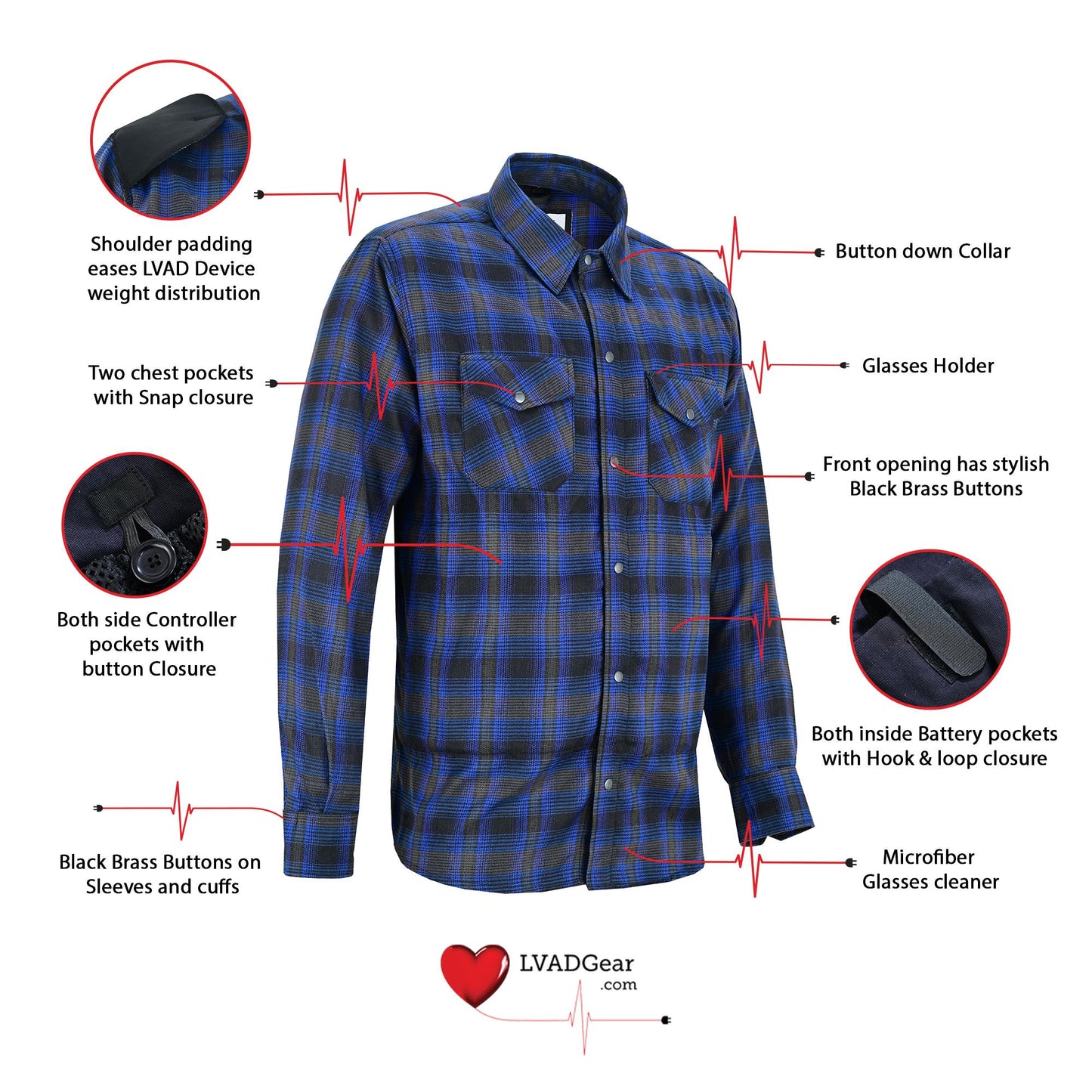 LVAD Men’s Flannel Shirt Daze Blue & Black LVAD Gear