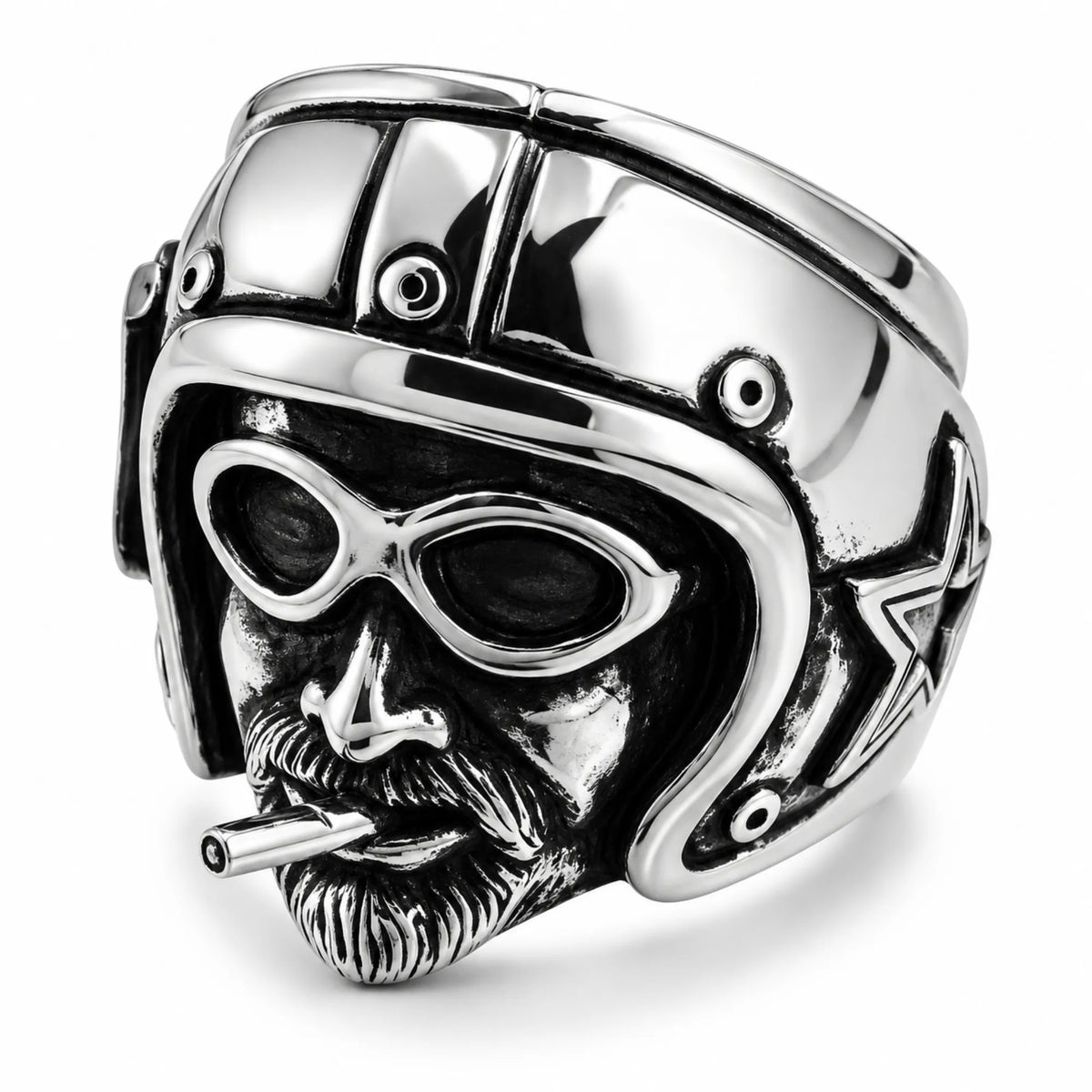 R162 Stainless Steel Ride Pilot Biker Ring