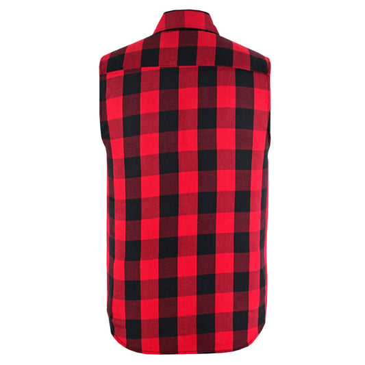 Men’s Red and Black Sleeveless Flannel LVAD Gear Flannel