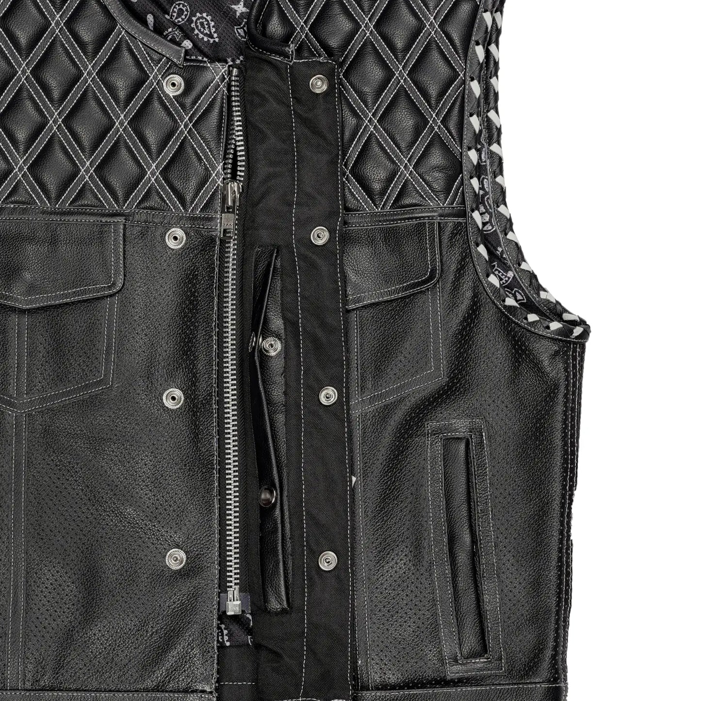 Sledgehammer - Perforated Low Cut Summer Spark Men's Leather Vest