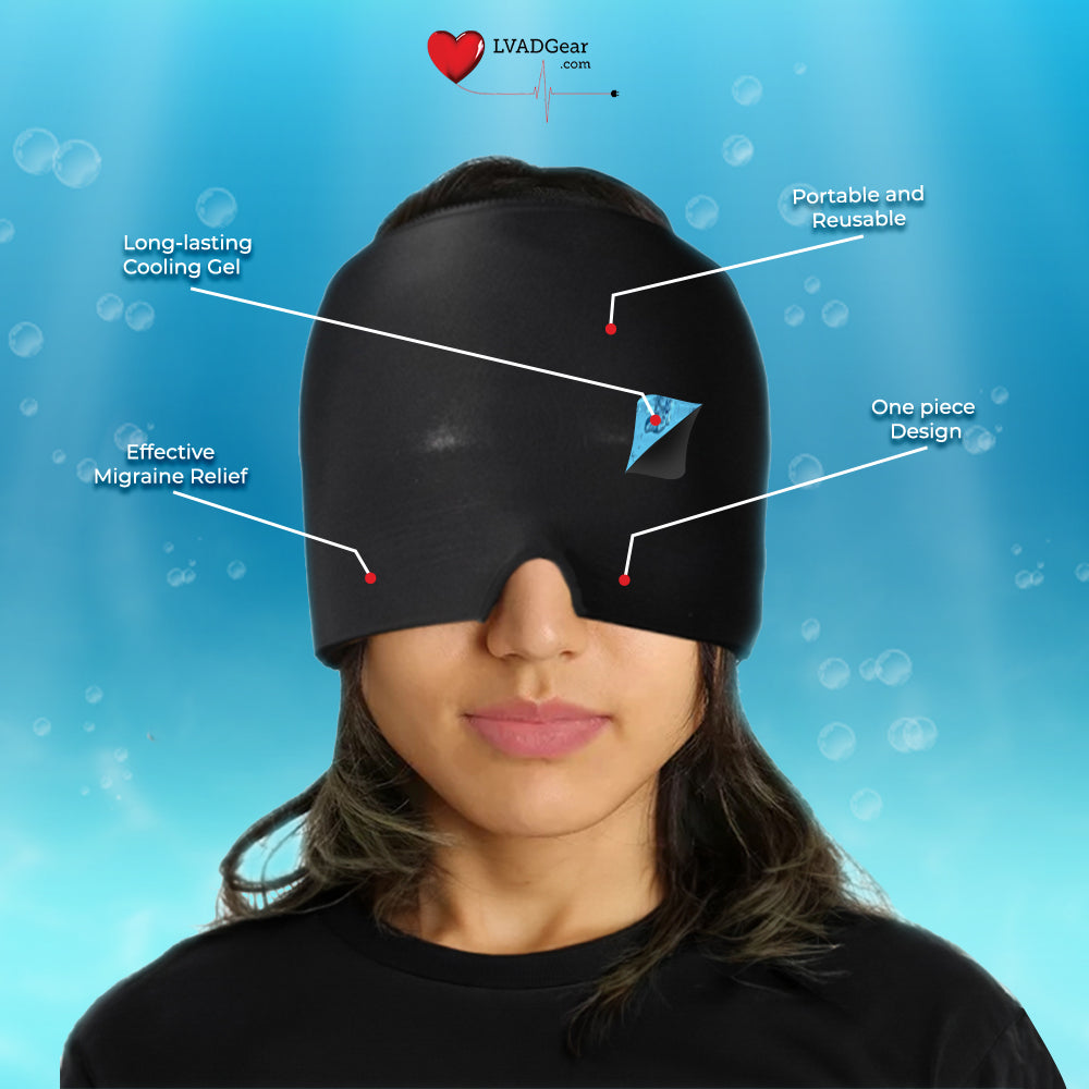 LVAD Gear Instant Migraine Relief Cap, Hot and Cold Therapy Hat for Relief from Stress, Tension, and Eye and Sinuses Pain LVAD Gear
