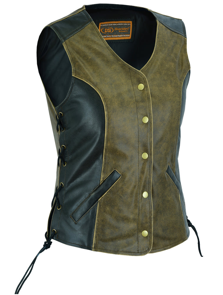 DS214 Women's Stylish Longer Body ¾ Vest - Side Laces - Two Tone