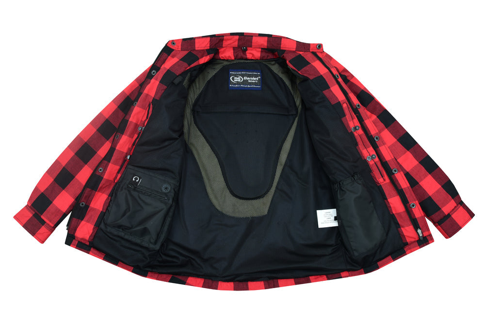 DS4671 Armored Flannel Shirt - Red Daniel Smart Manufacturing