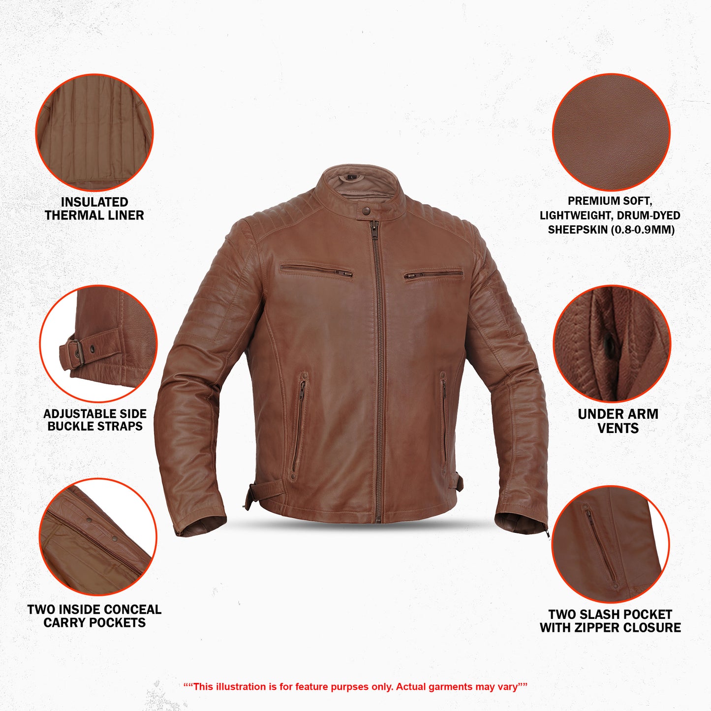 Copper Slayer Men's Sheepskin Leather Fashion Jacket with Snap Button