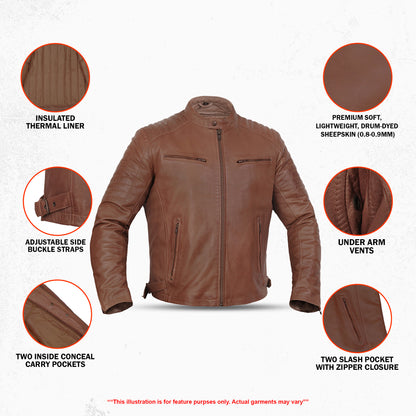 Copper Slayer Men's Sheepskin Leather Fashion Jacket with Snap Button